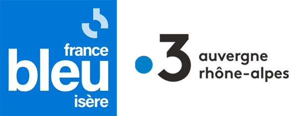 Visuel Actu Evénement - HEJ 2024 - Logos France 3 Aura et France Bleu Isère Journée HEJ - Handicap Emploi Jeunes 2024 - logos des médias présents France 3 Auvergne-Rhône-Alpes et France Bleu Isère